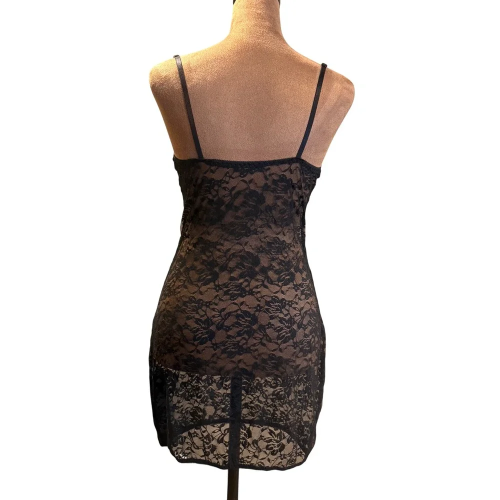 Sheer Lace Mini Chemise Slip Dress Unbranded Women S Black‎ Romantic Goth
